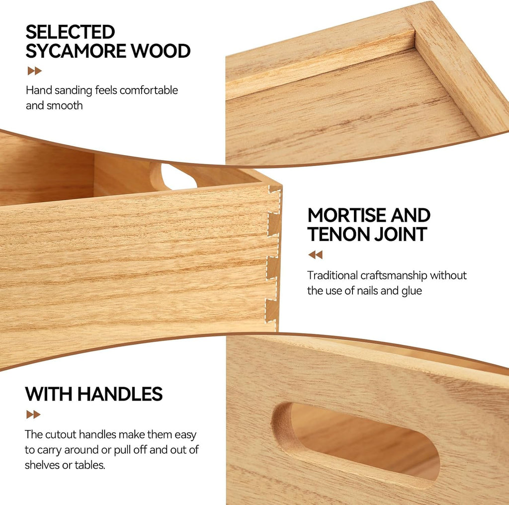 Nesting Wooden Storage Crate Set With Handles