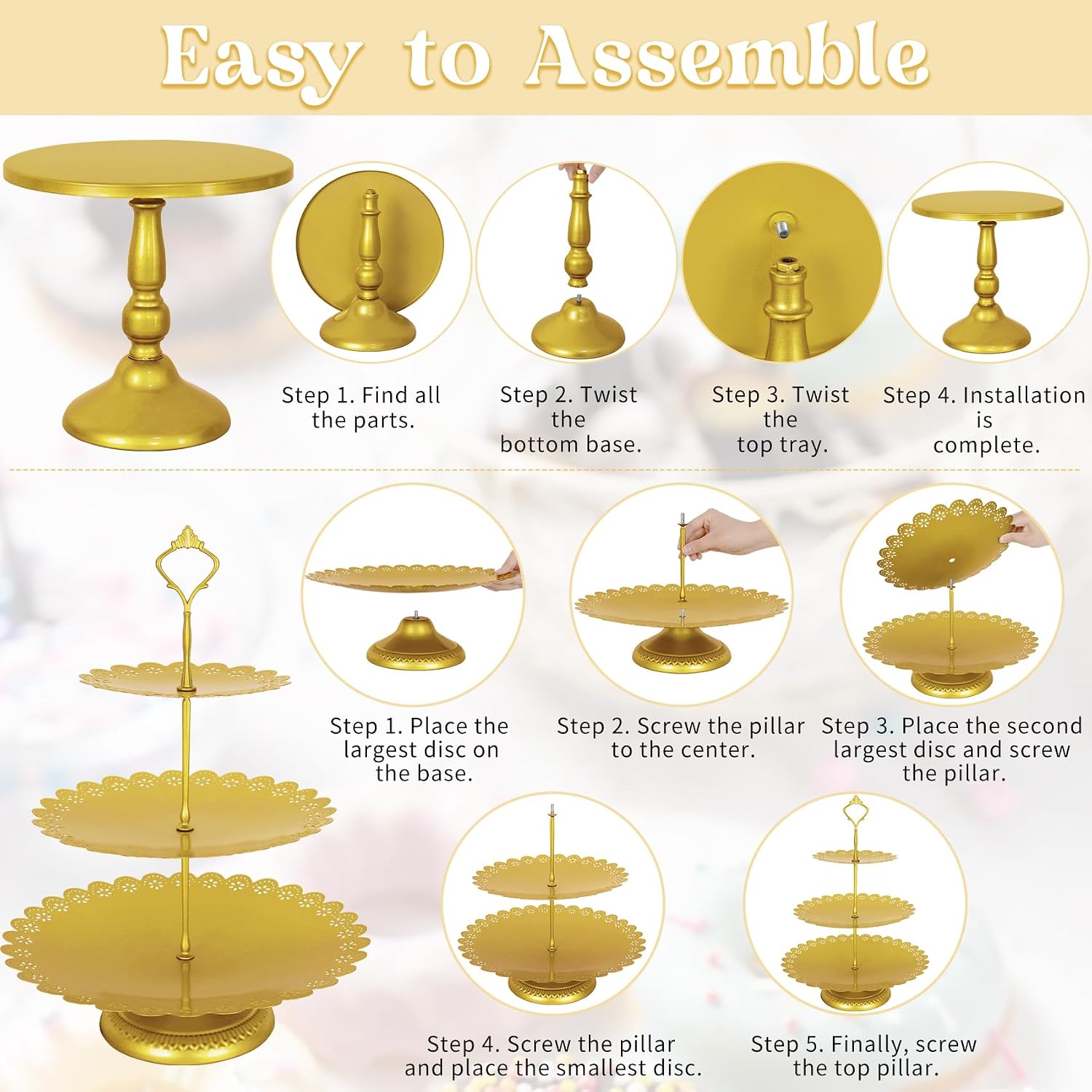 Gold Metal Dessert Table Display Set