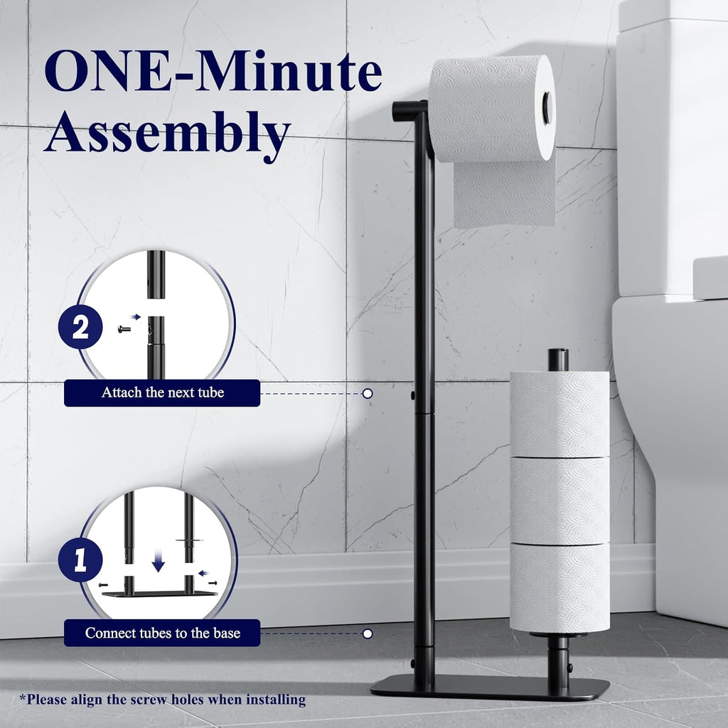 Black Freestanding Bathroom Toilet Paper Holder Stand