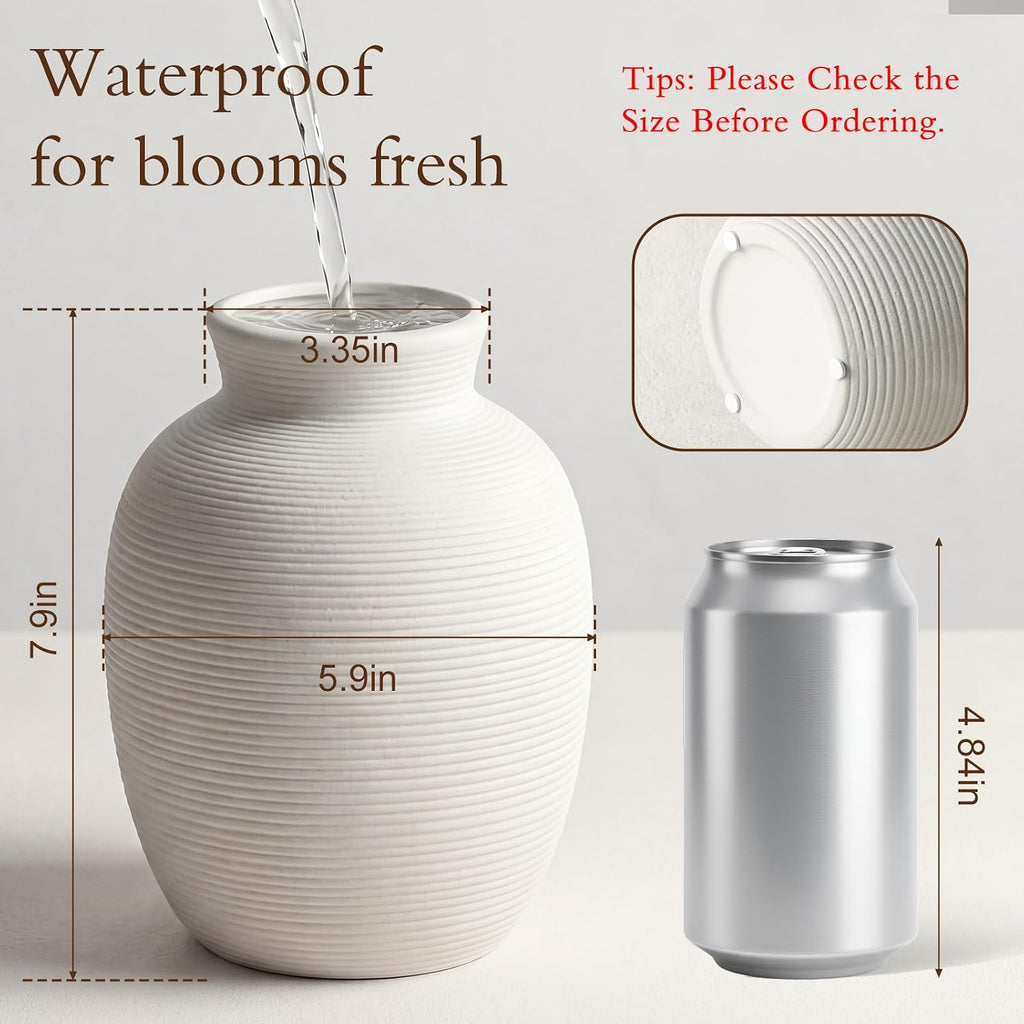 Waterproof White Ceramic Flower Vase