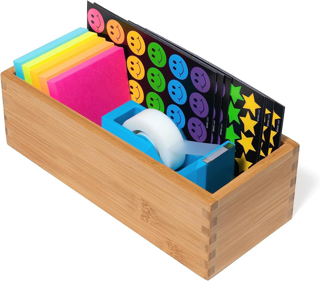 Bamboo Wood Utensil Storage Organizer Box
