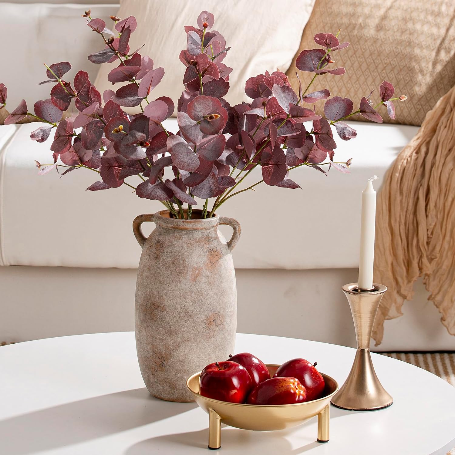 Tall Rustic Terracotta Ceramic Flower Vase