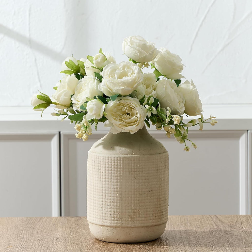 White Farmhouse Ceramic Decorative Flower Vase