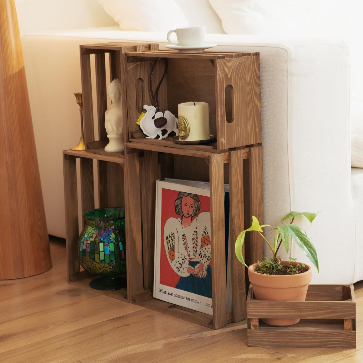 Rustic Wooden Storage Display Crate Set