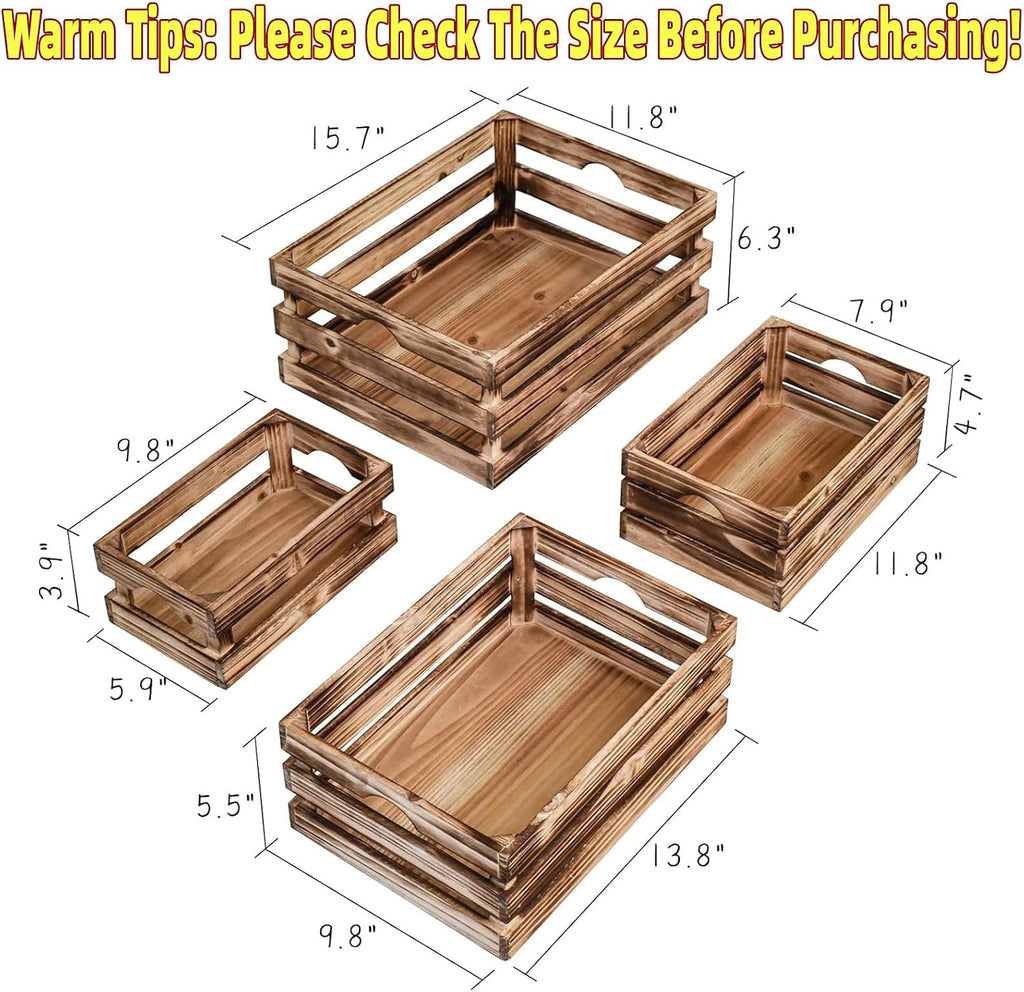 Rustic Farmhouse Wooden Storage Crate Set
