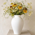 White Rustic Farmhouse Ceramic Flower Vase