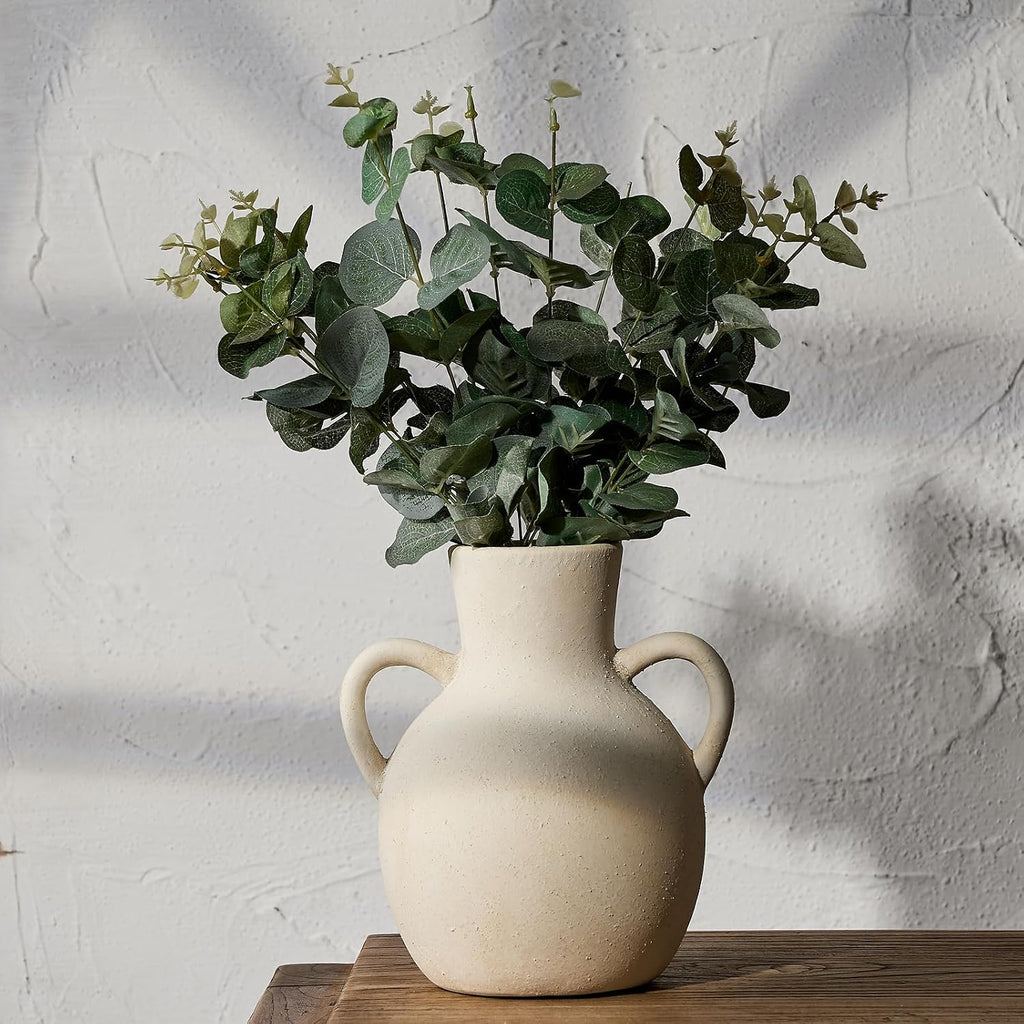 White Ceramic Vase With Decorative Handles