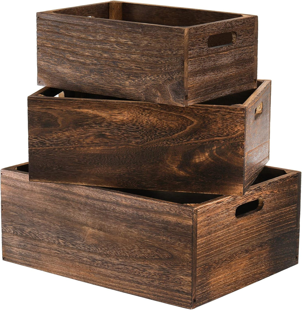Farmhouse Wooden Nesting Storage Crate Set