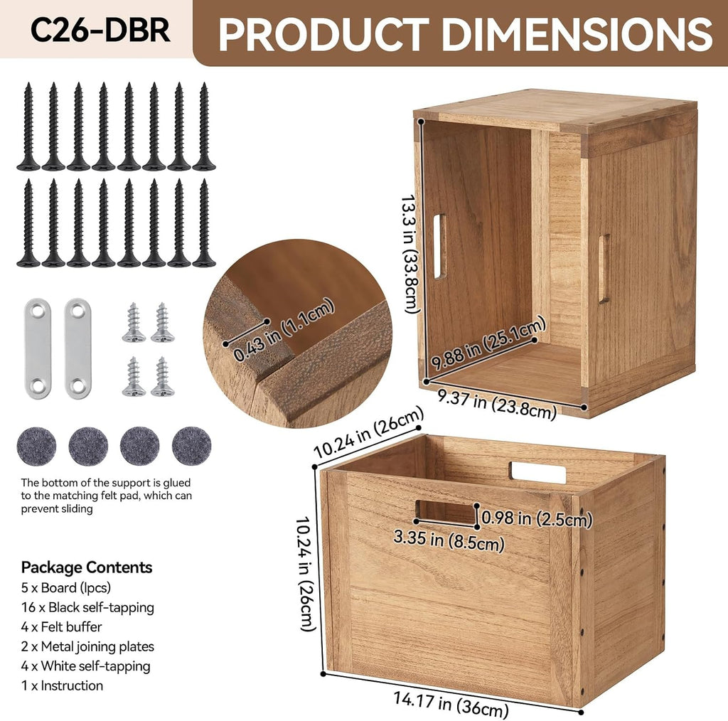 Stackable Wooden Cube Storage Organizer Bin