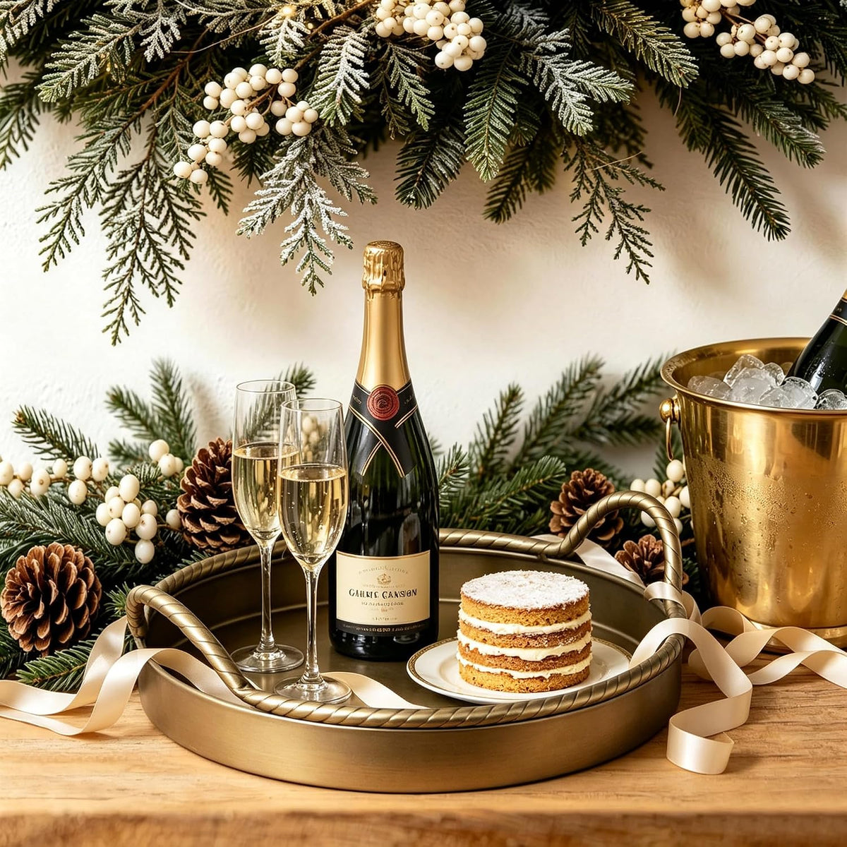 Vintage Gold Round Decorative Tray Set