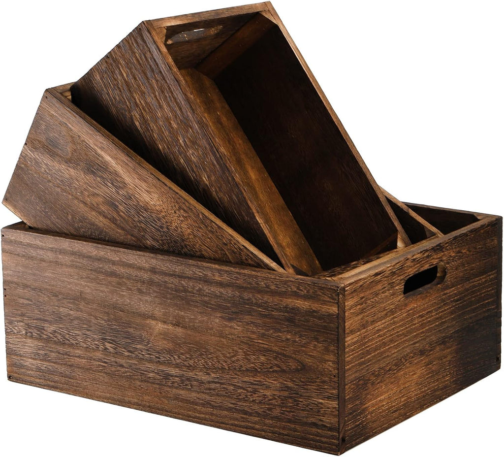 Farmhouse Wooden Nesting Storage Crate Set