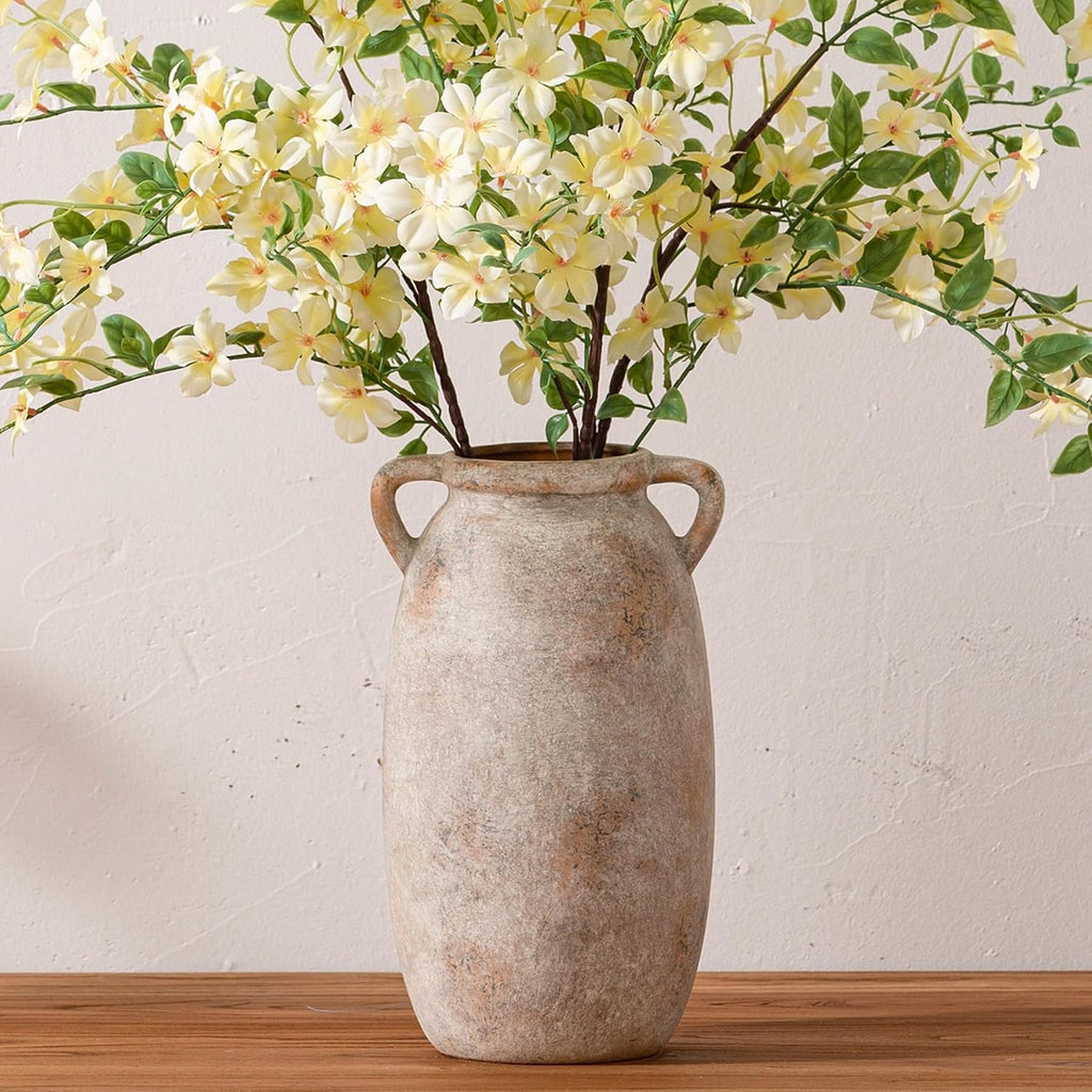 Tall Rustic Terracotta Ceramic Flower Vase