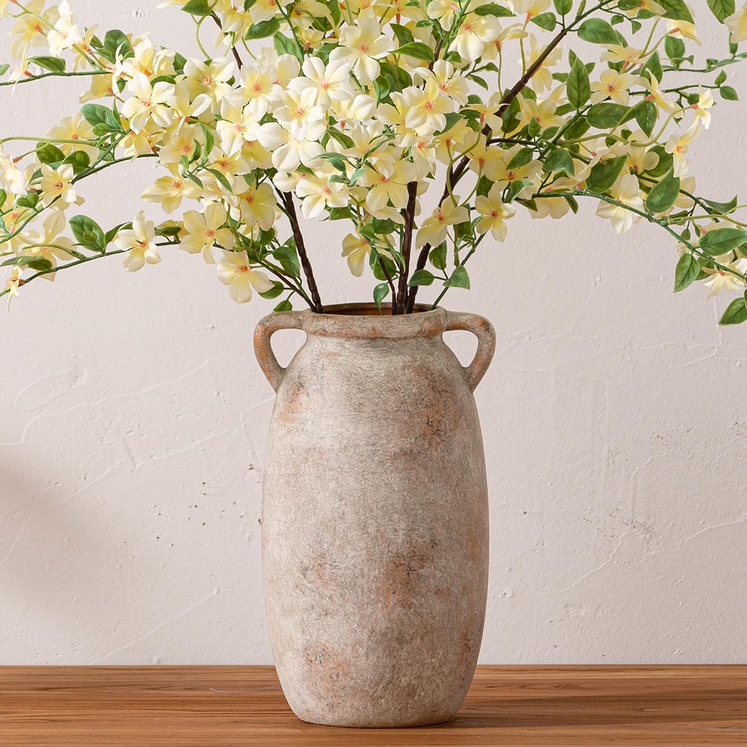 Tall Rustic Terracotta Ceramic Flower Vase