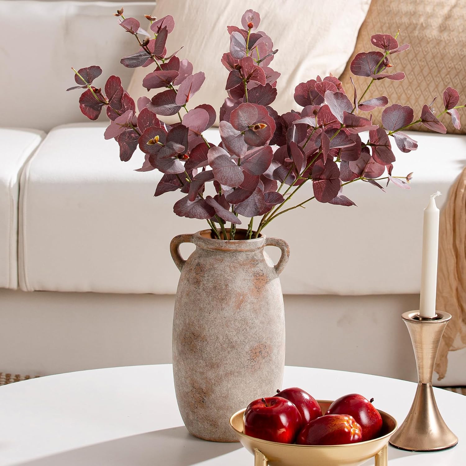 Tall Rustic Terracotta Ceramic Flower Vase