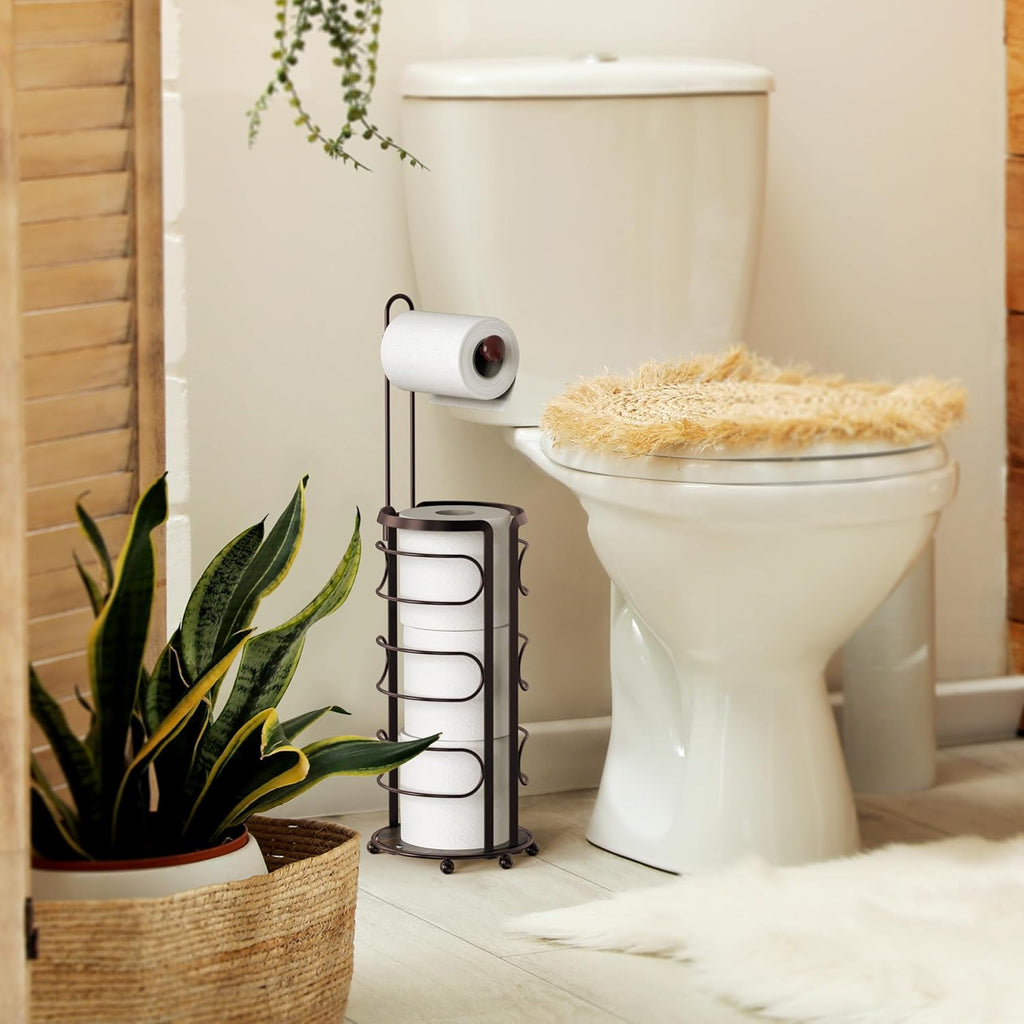 Bronze Freestanding Toilet Paper Holder Stand