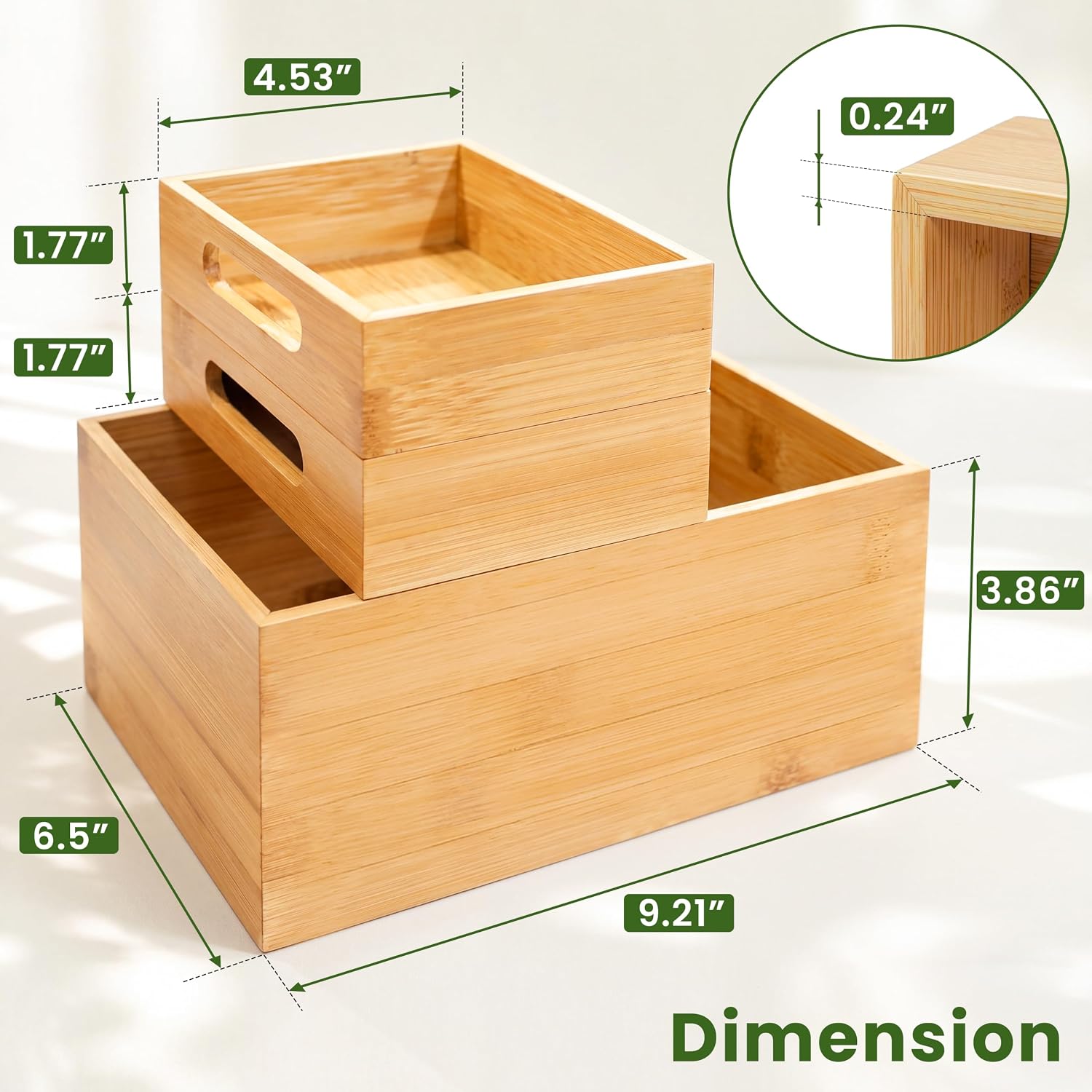 Stackable Bamboo Drawer Storage Organizer Box