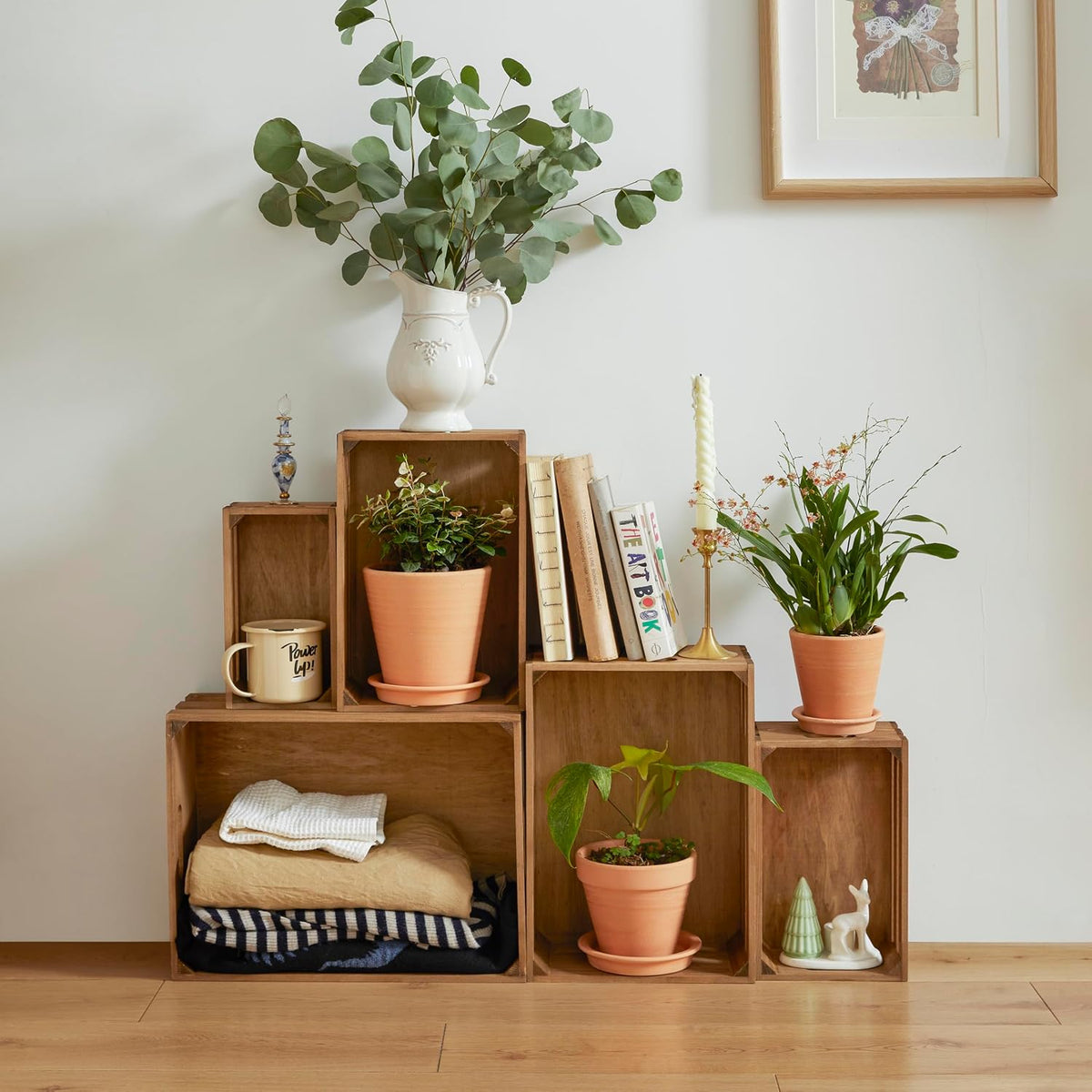Rustic Wooden Storage Display Crate Set