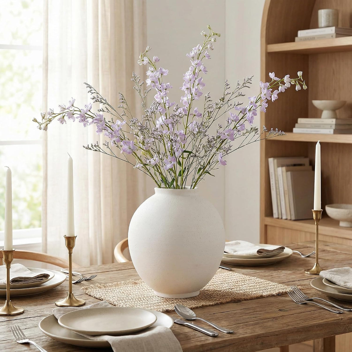 White Rustic Farmhouse Ceramic Flower Vase