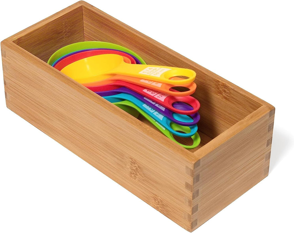 Bamboo Wood Utensil Storage Organizer Box