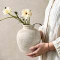 Beige Wabi‑Sabi Textured Ceramic Flower Vase