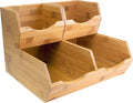 Stackable Bamboo Kitchen Storage Organizer Bins